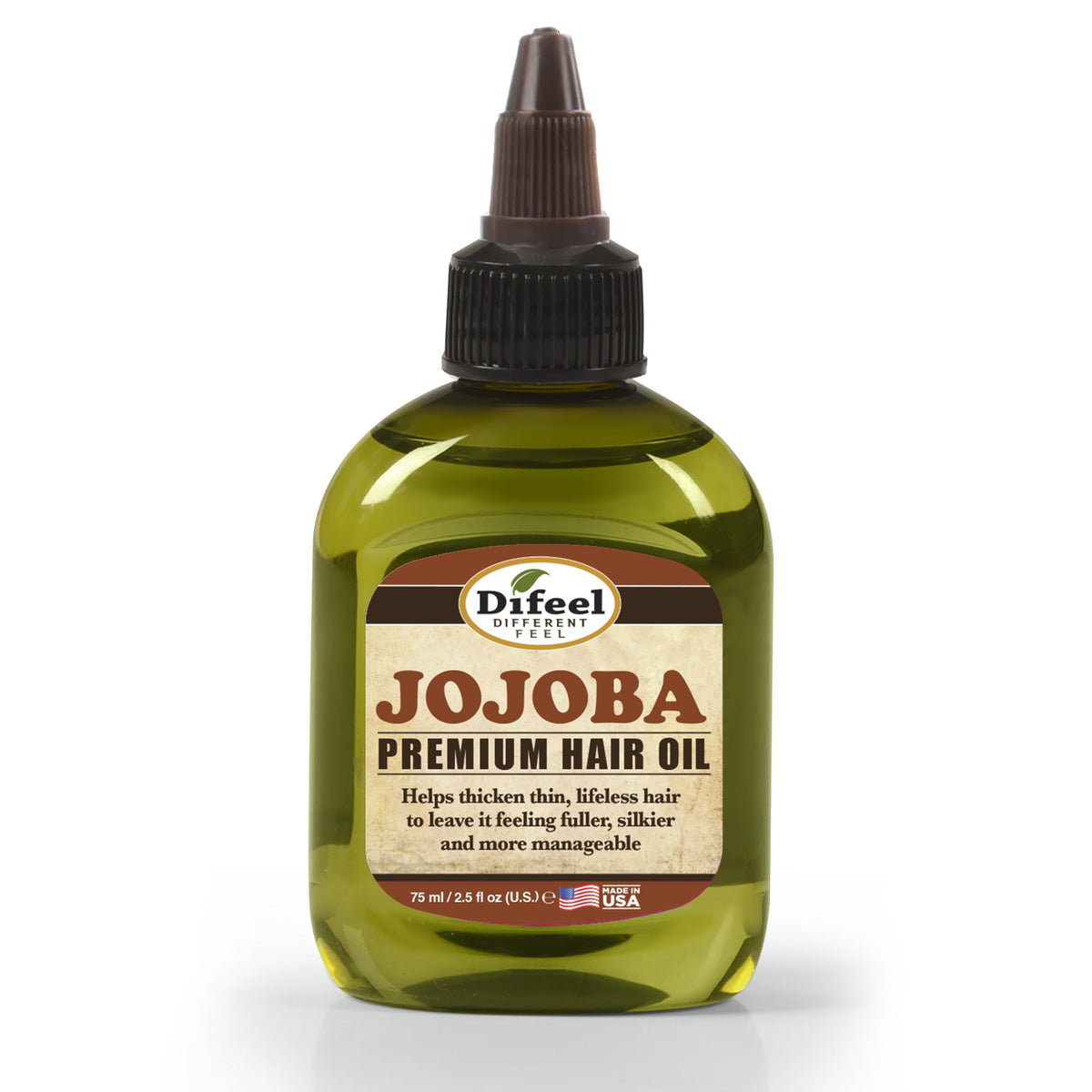 Difeel Jojoba Oil bottle offering premium scalp and hair nourishment.