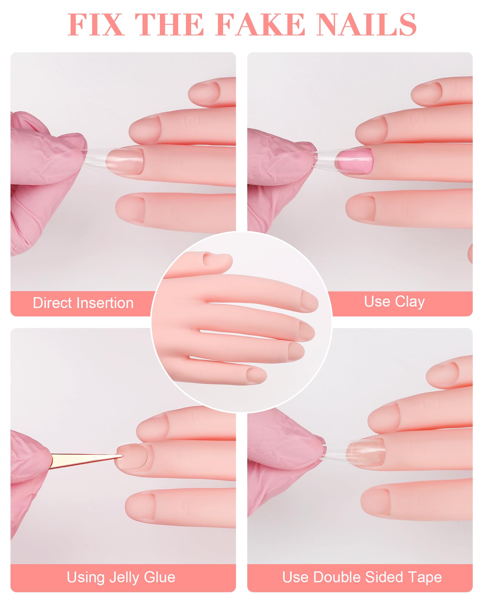 Difenni bendable nail art hand with movable base for easy setup.