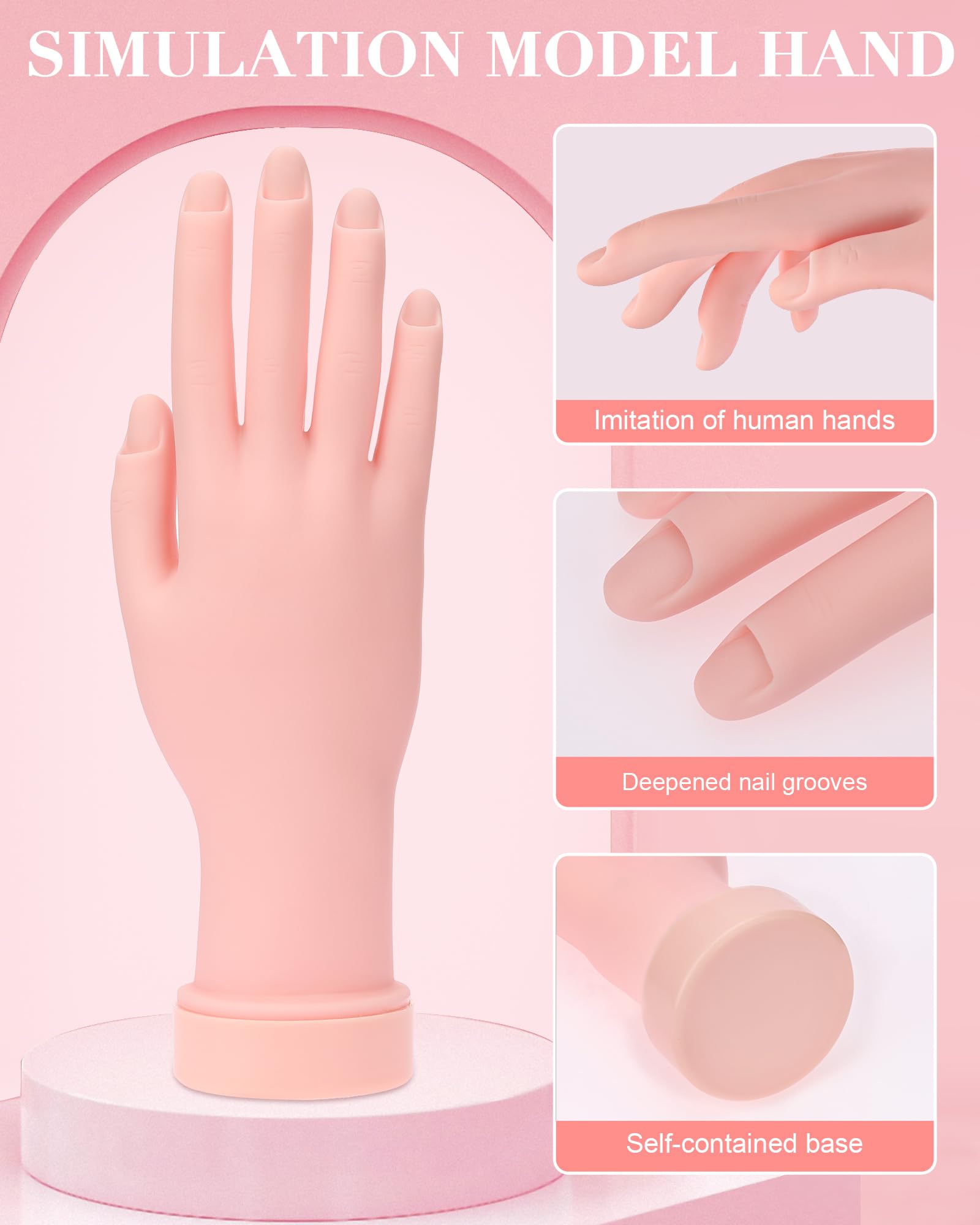 Difenni soft touch mannequin hand flexible for precise nail art positioning.
