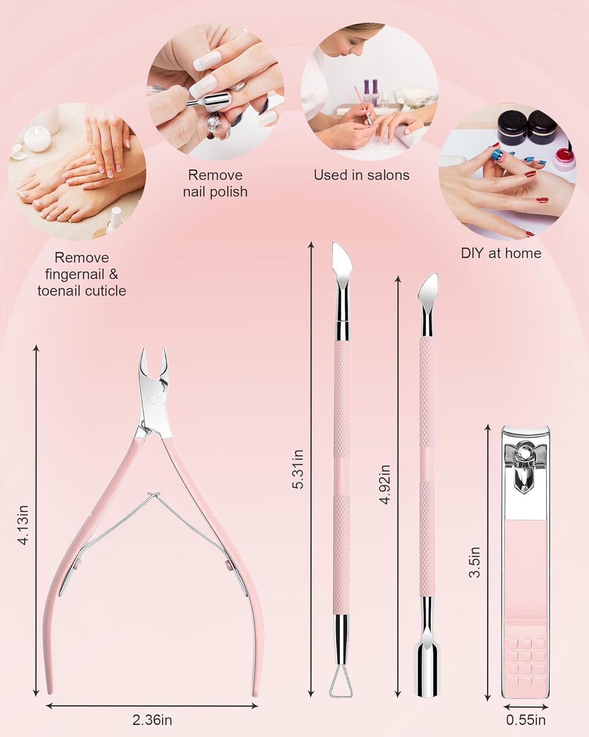 Difenni stainless steel cuticle tools set suitable for home or salon