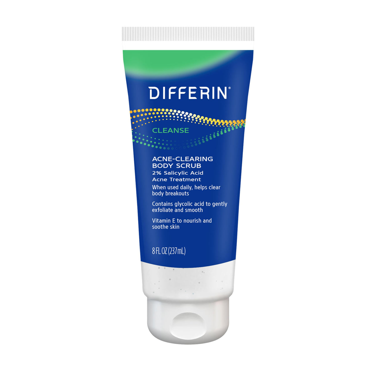 Differin exfoliante corporal en frasco, limpieza profunda para espalda y pecho.