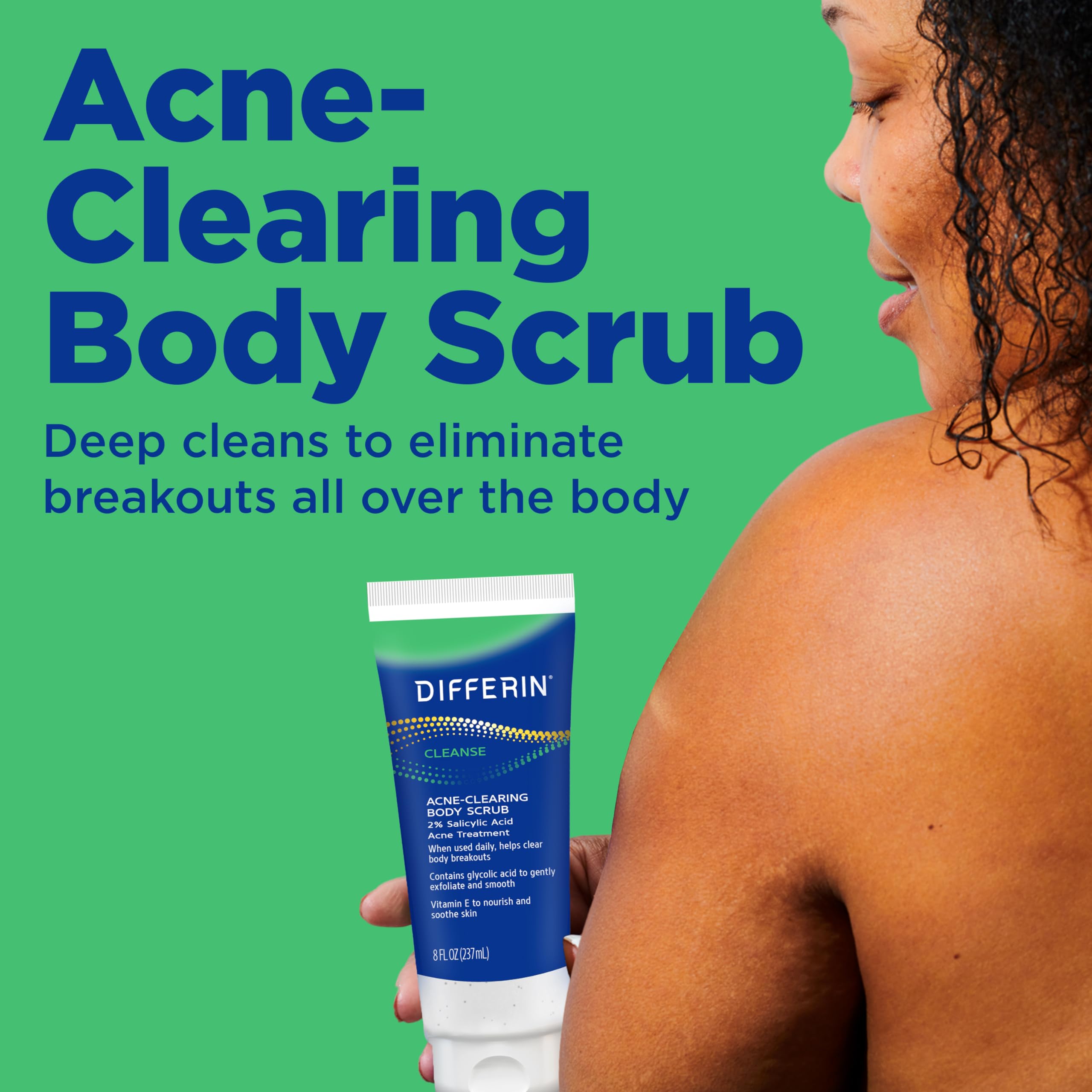 Differin exfoliante corporal con perlas vitamina E exfolia suavemente la piel.