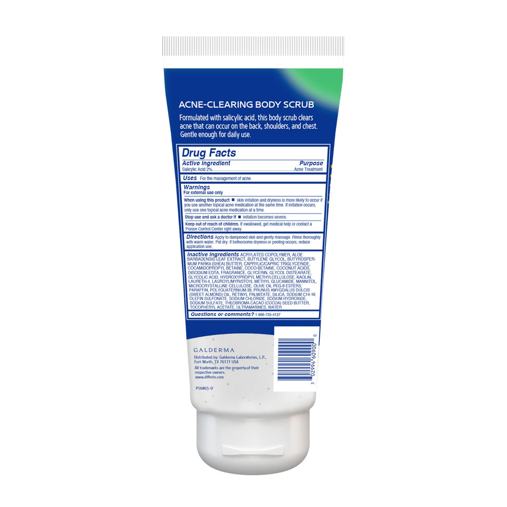 Differin exfoliante corporal mejora tono y textura de la piel.