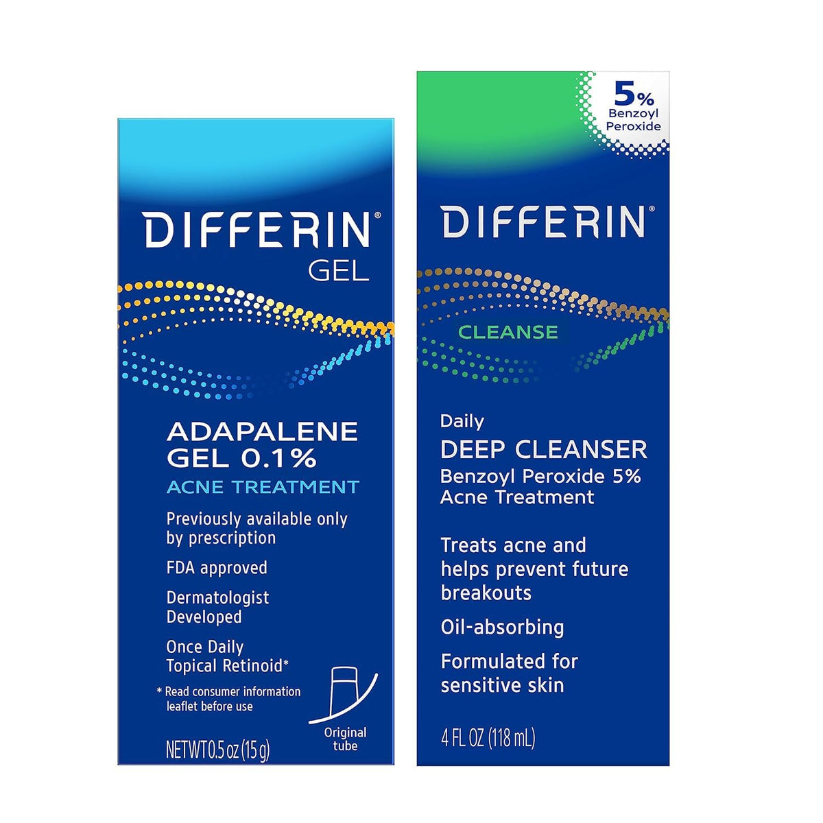 Differin Gel 0.1% adapalene bottle targets early breakouts.