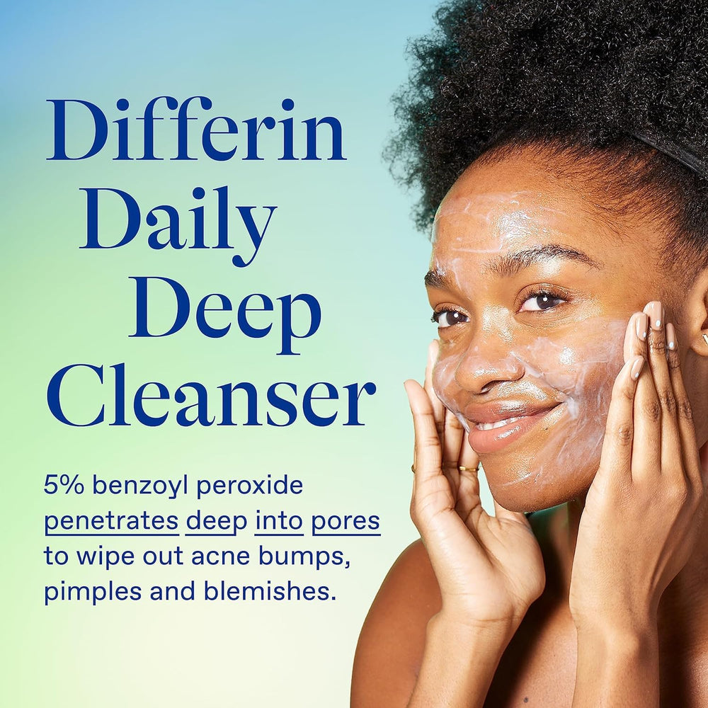 Differin Gel tube close-up highlighting adapalene label for clear skin.