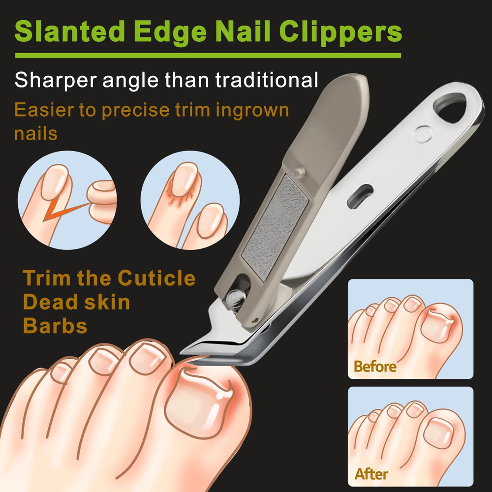 DIGNITY angled toenail clippers with non-slip grip for secure handling