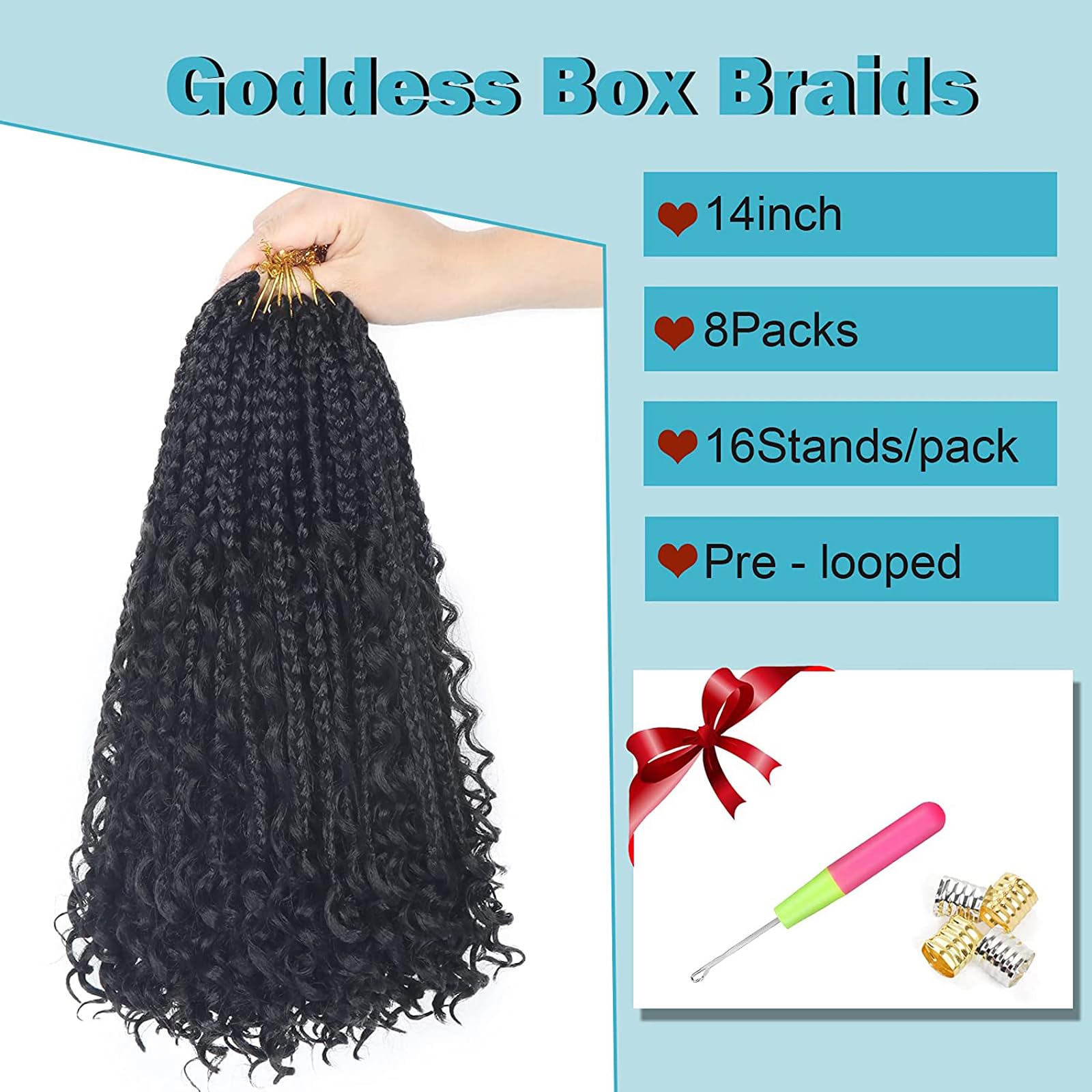 Diha Goddess Box Braids 8 packs packaging shows set contents.