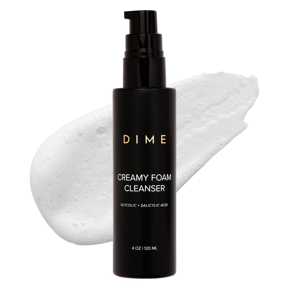 DIME Beauty Creamy Foam Cleanser bottle pump for daily oily-skin care.