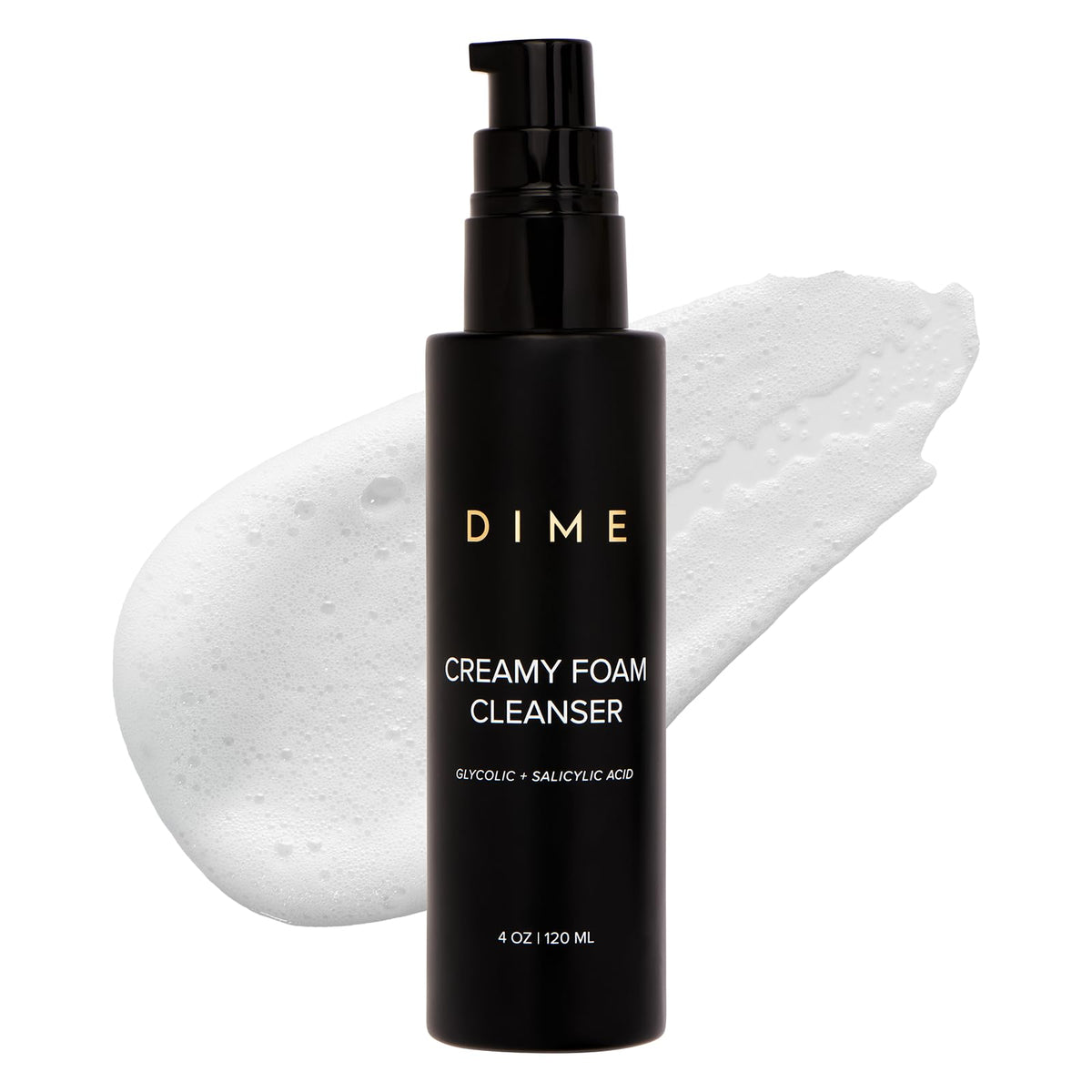 DIME Beauty Creamy Foam Cleanser bottle pump for daily oily-skin care.
