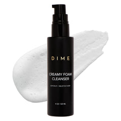 DIME Beauty Creamy Foam Cleanser bottle pump for daily oily-skin care.