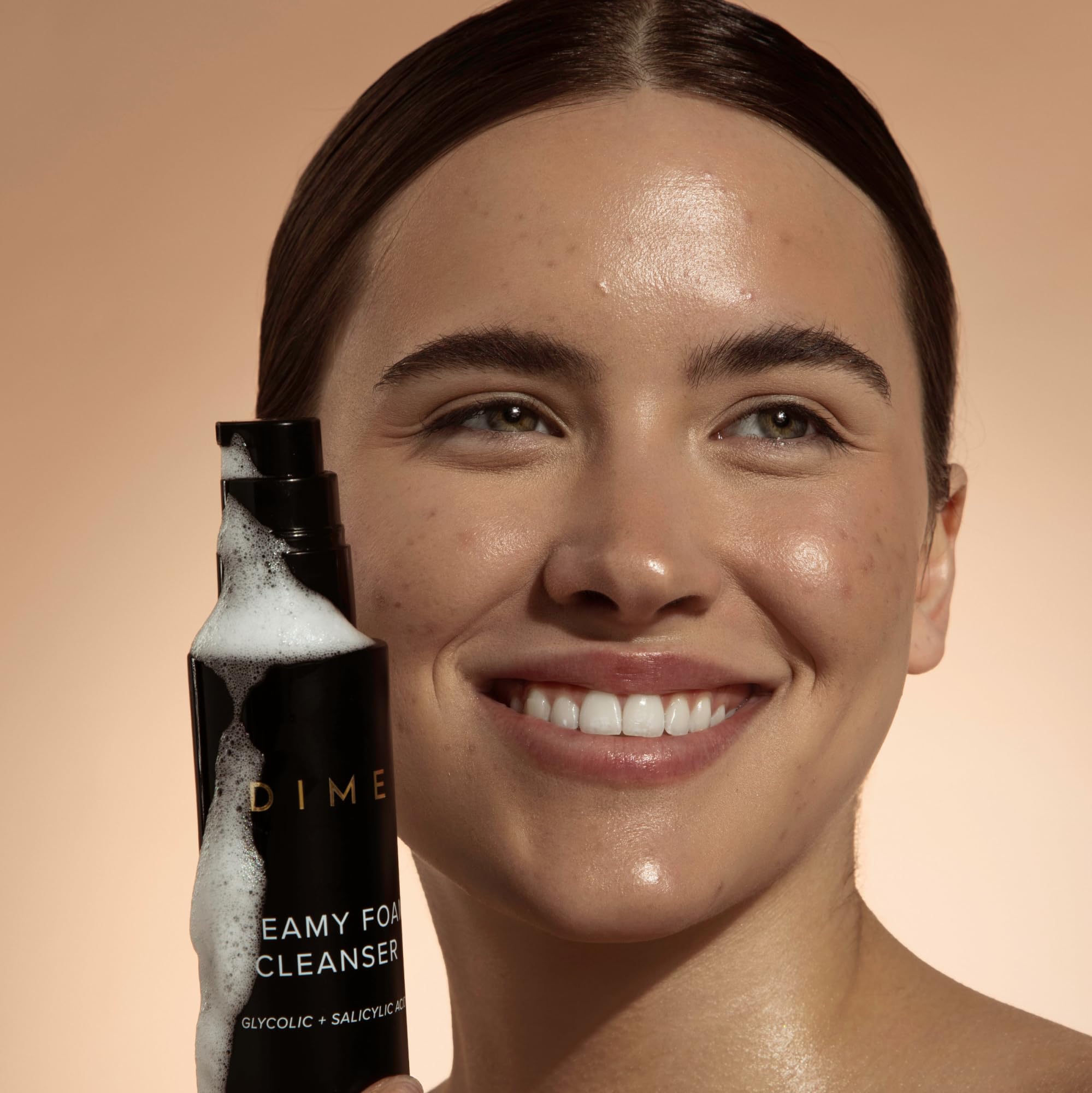 DIME Creamy Foam Cleanser box and bottle showing clean ingredients.