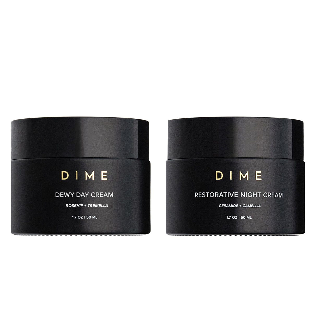 DIME Beauty Moisture Set Dewy Day Cream jar shows lightweight hydration for daily glow