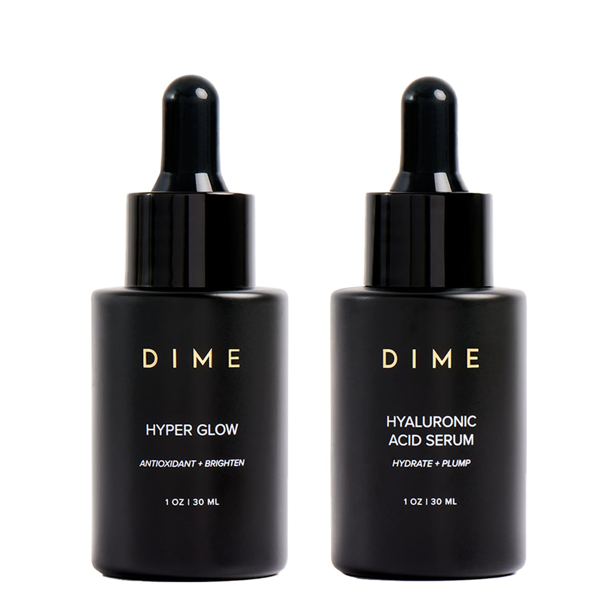 DIME Beauty Serum Set hyaluronic acid bottle delivering long-lasting hydration