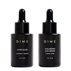 DIME Beauty Serum Set hyaluronic acid bottle delivering long-lasting hydration