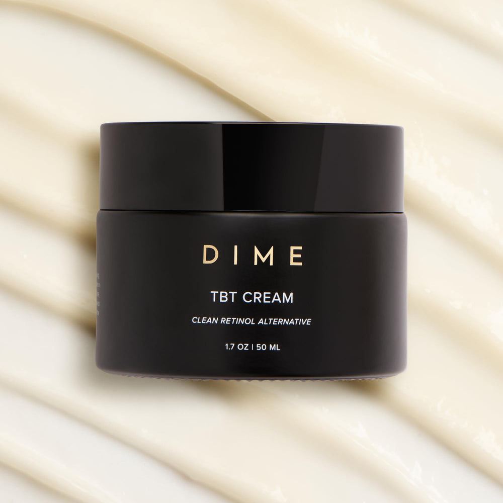 DIME Beauty TBT Cream ingredients-bakuchiol close-up links to clean anti aging benefits.