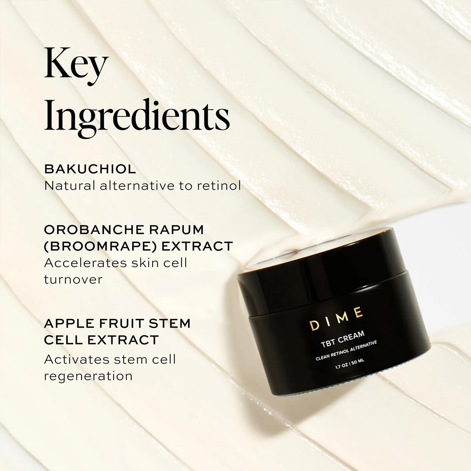 DIME Beauty TBT Cream night-routine scene suggests gentle renewal while sleeping.