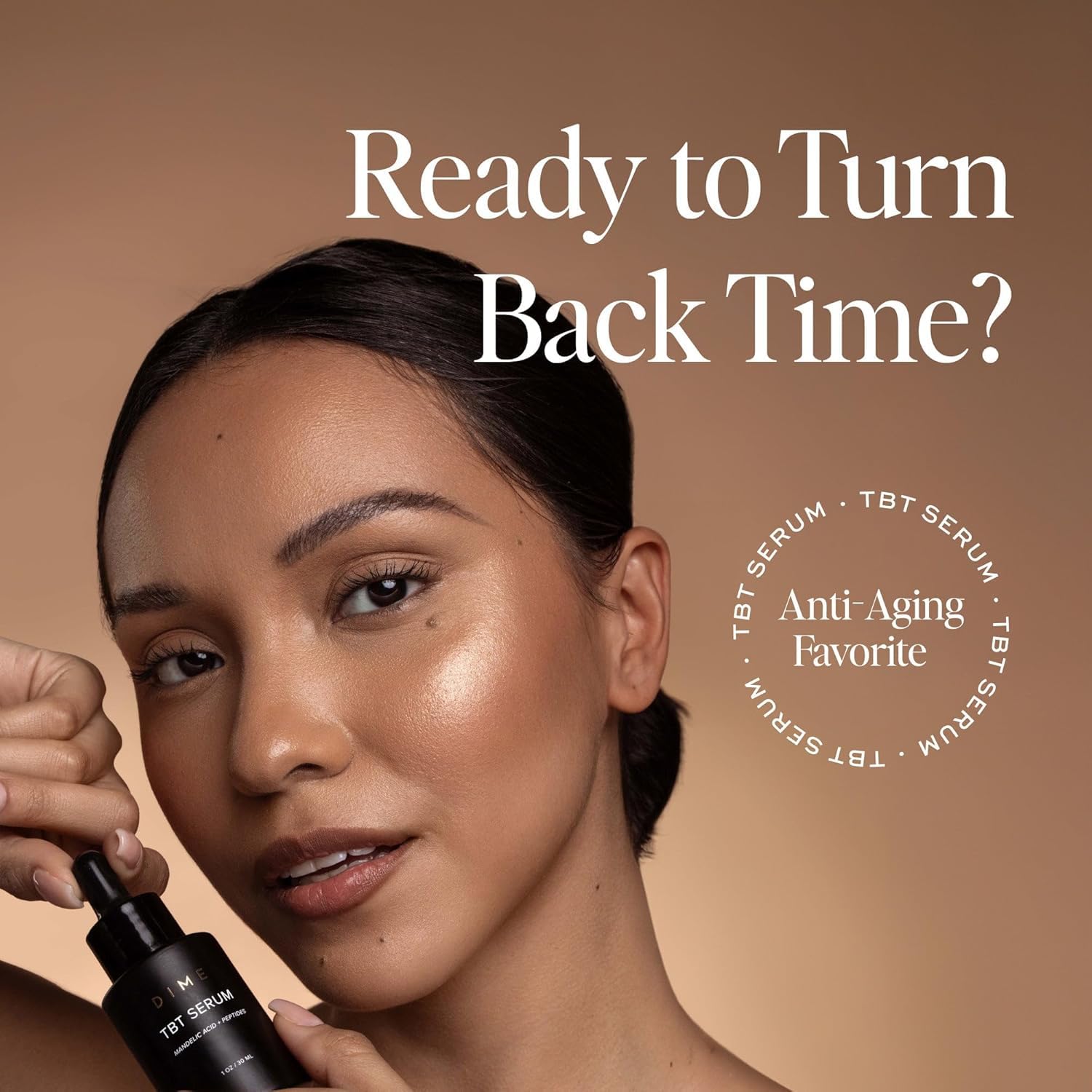 DIME Beauty TBT Serum packaging using recycled materials for sustainability.