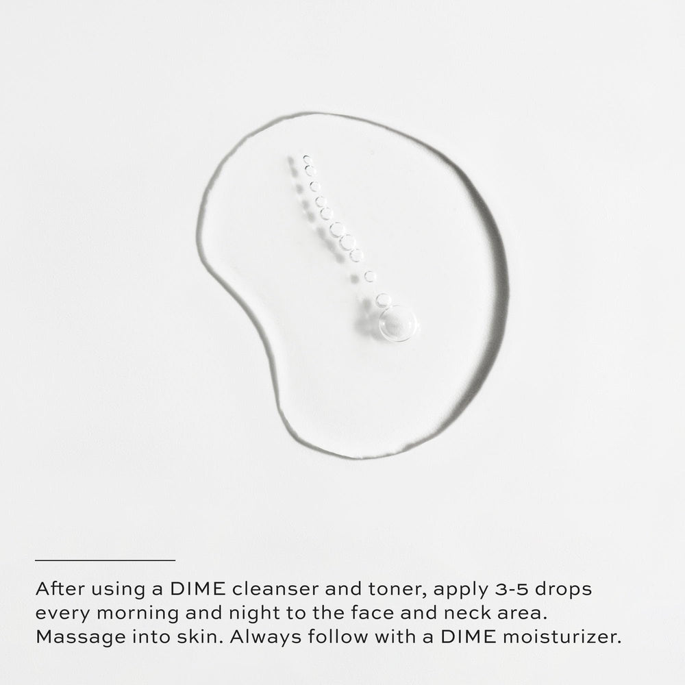DIME Beauty TBT Serum with rosehip oil visual for nourishing glow.