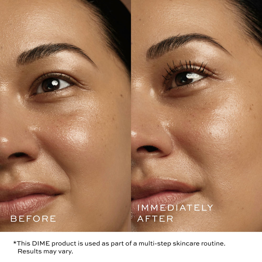 DIME Volume Mascara on top lashes demonstrating defined, fuller appearance.