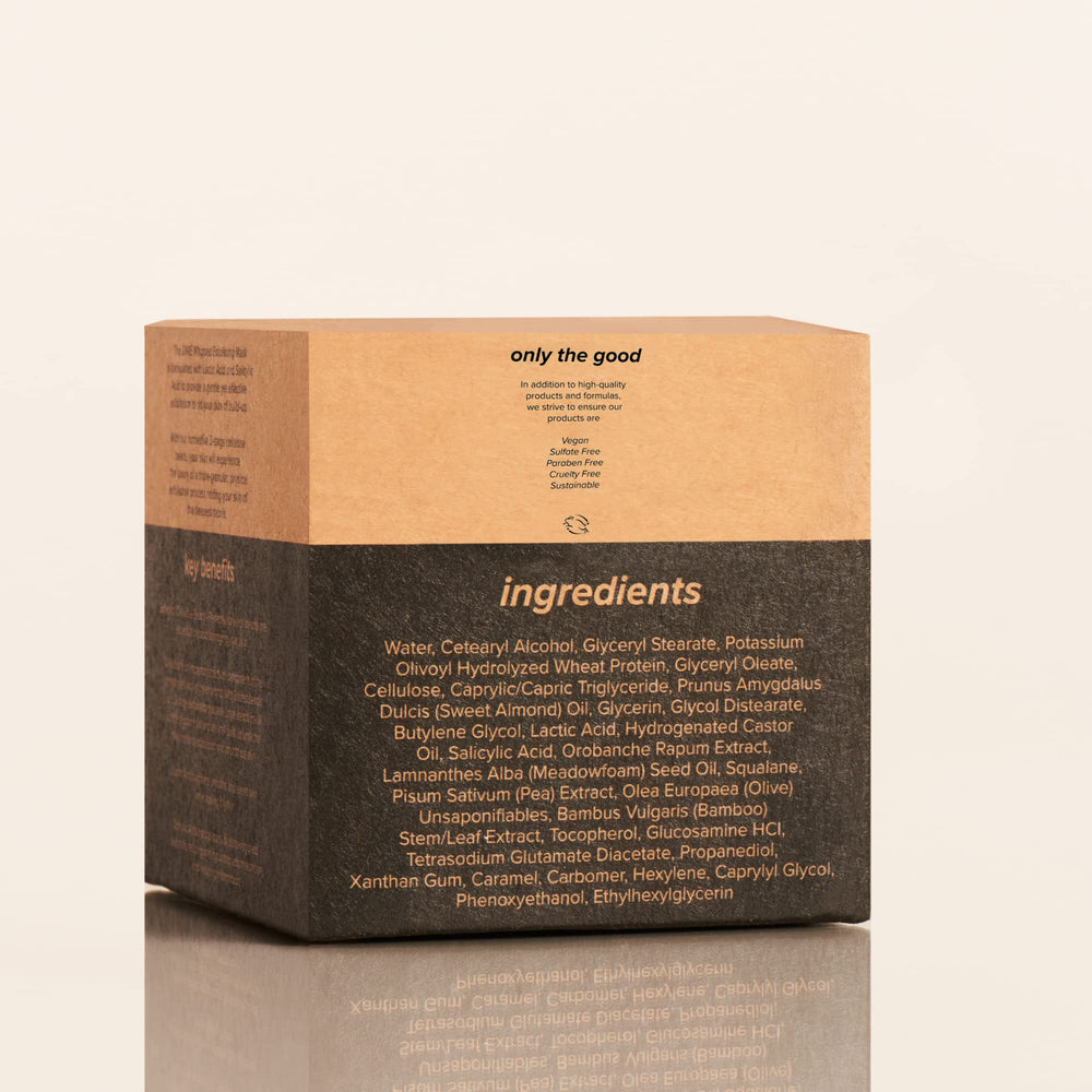 DIME exfoliating beads polish skin for a smoother finish.