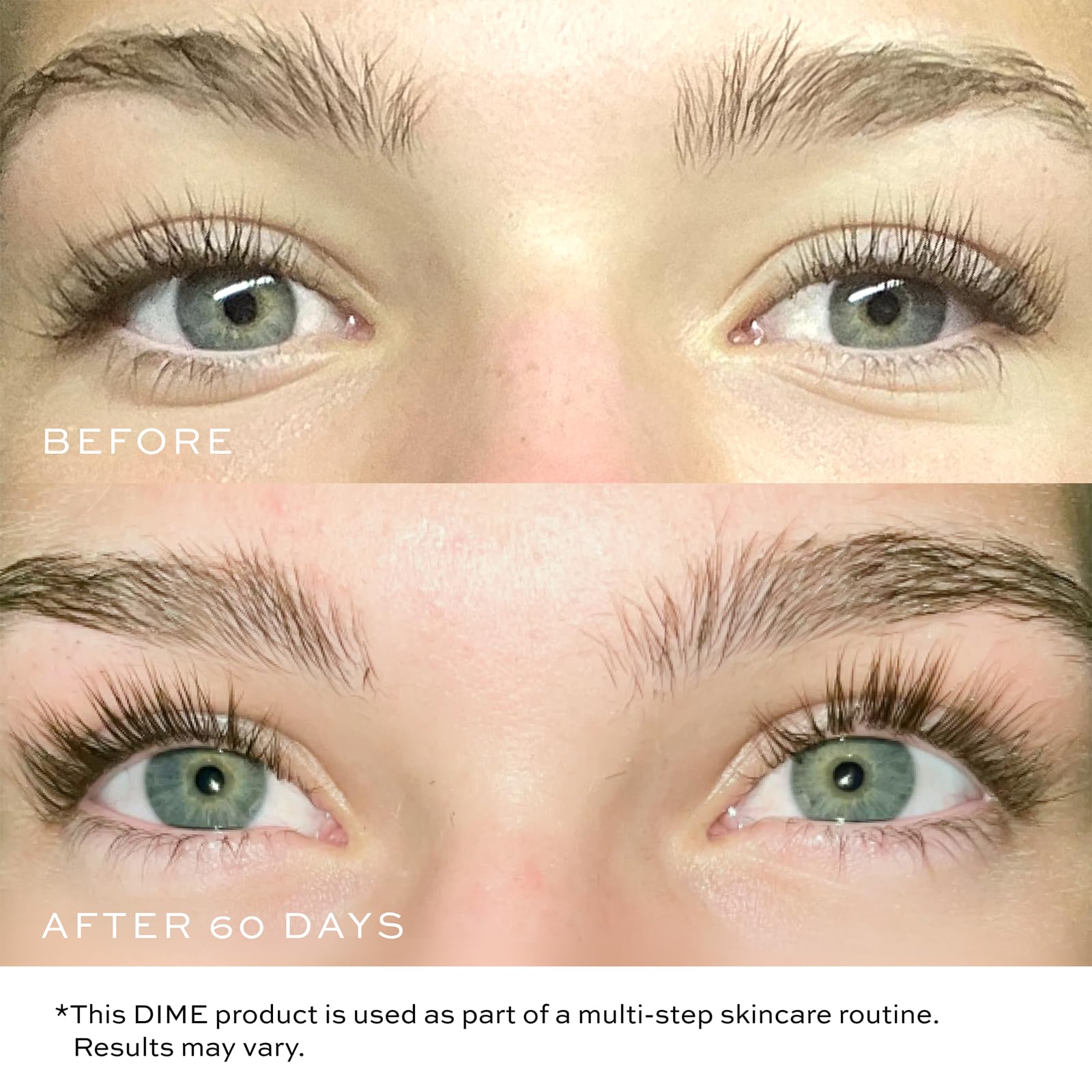DIME Eyelash Boost Serum close-up features proteins and vitamins for lash care