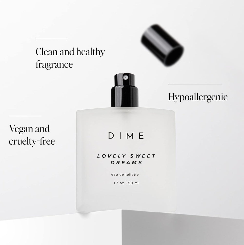 DIME Lovely Sweet Dreams base notes of vanilla cream and amber wood for warmth