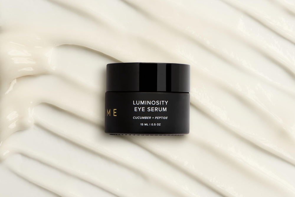 Peptides and vitamin C in DIME Serum support delicate under-eye skin health.