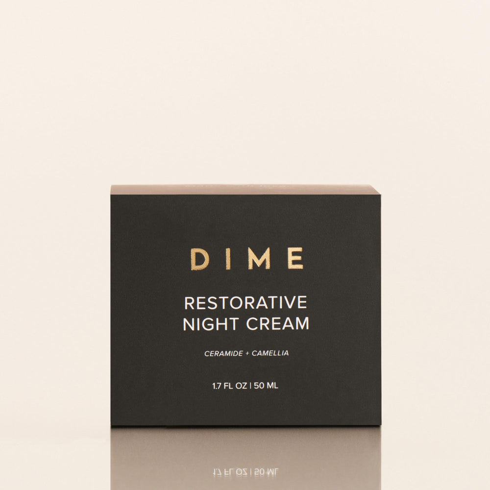 DIME Restorative Night Cream being applied as final step in routine.