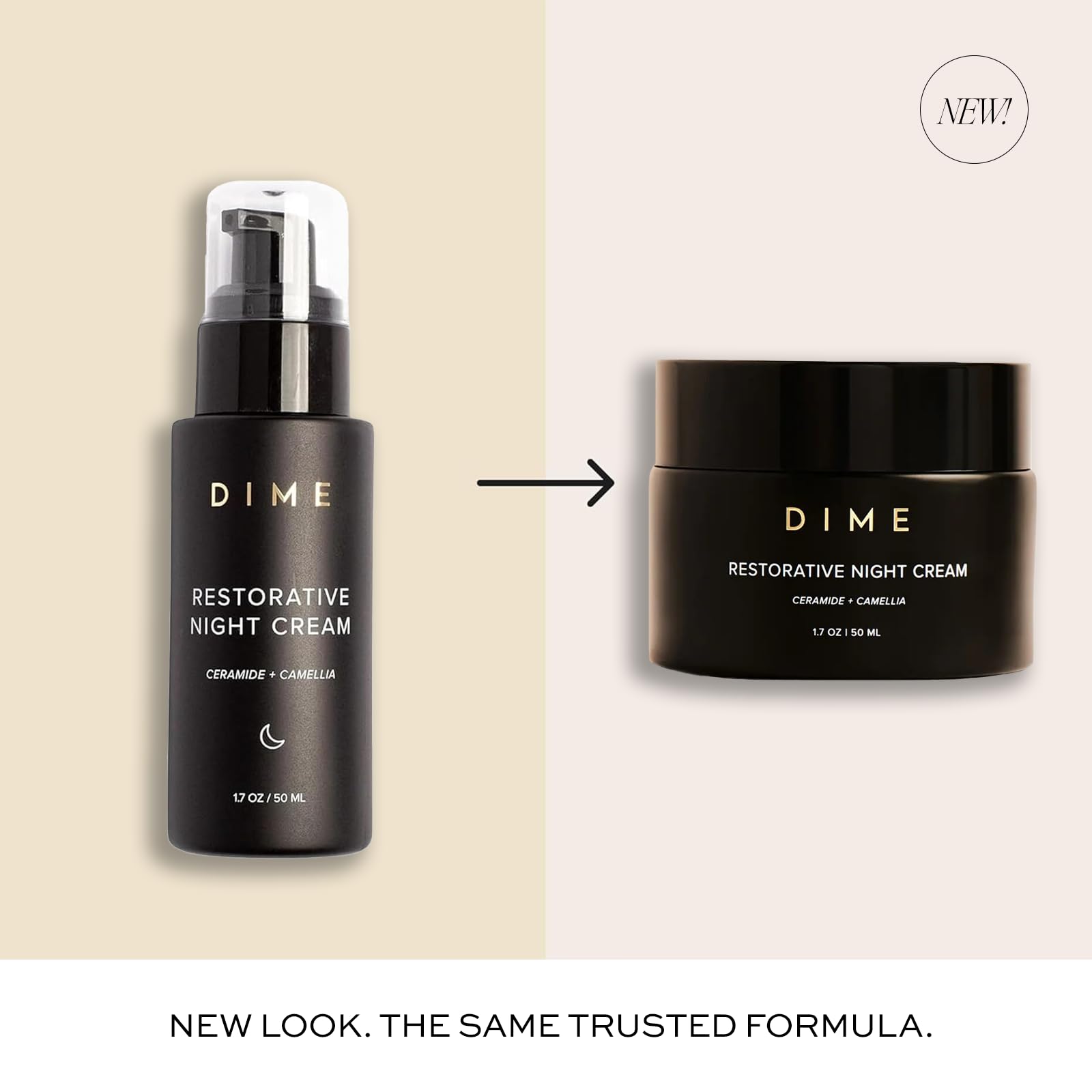 DIME Restorative Night Cream texture close-up highlighting creamy, soothing feel for sensitive skin.