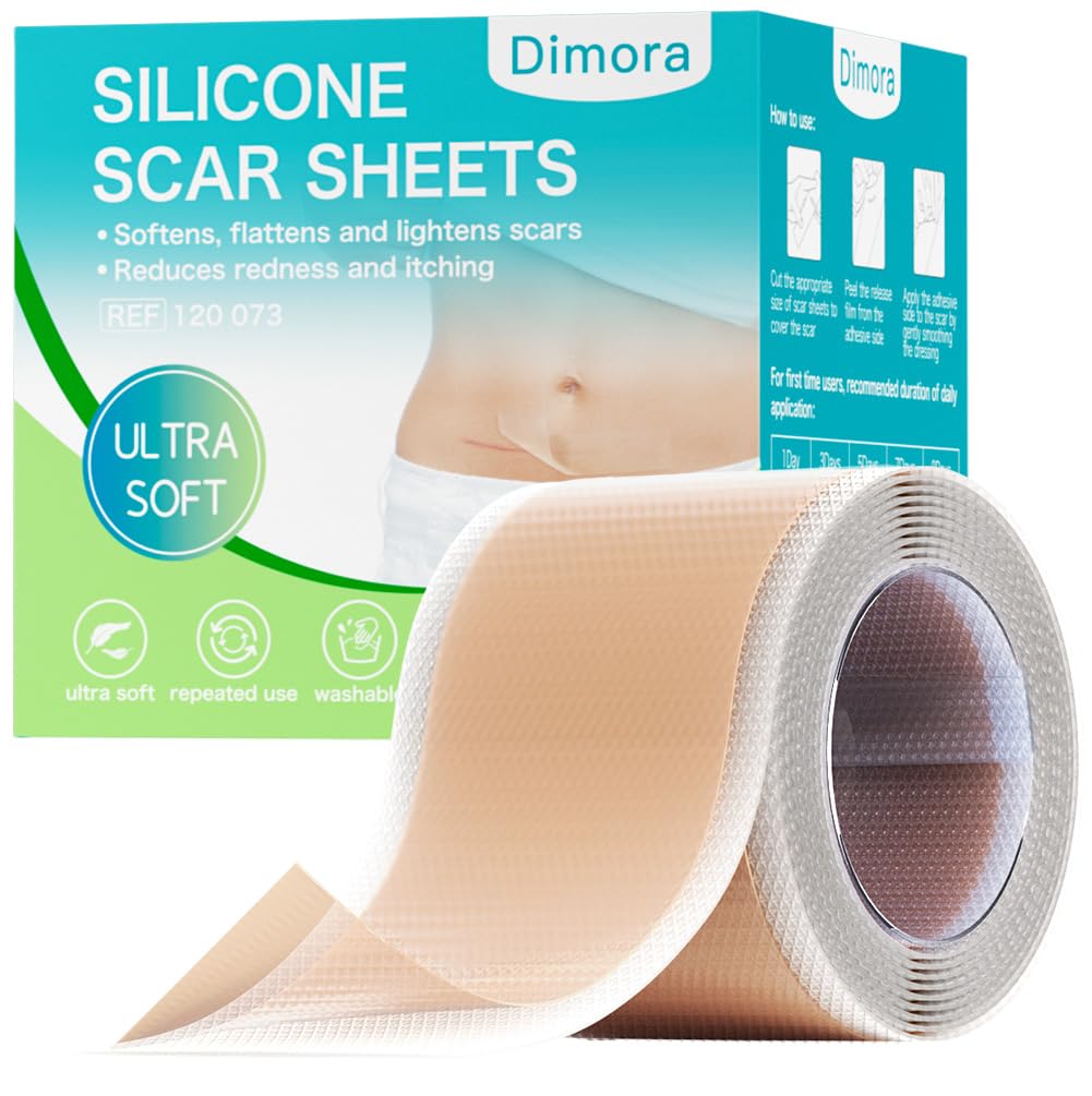 Dimora banda silicona para cicatriz, rollo 1,6x60 pulgadas, suave y cómodo.