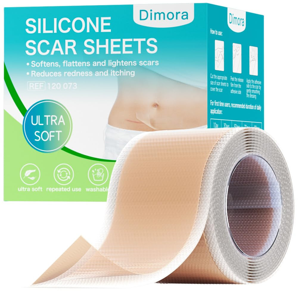 Dimora banda silicona para cicatriz, rollo 1,6x60 pulgadas, suave y cómodo.