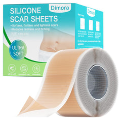 Dimora medical grade silicone scar sheet roll on skin, supports scar management.