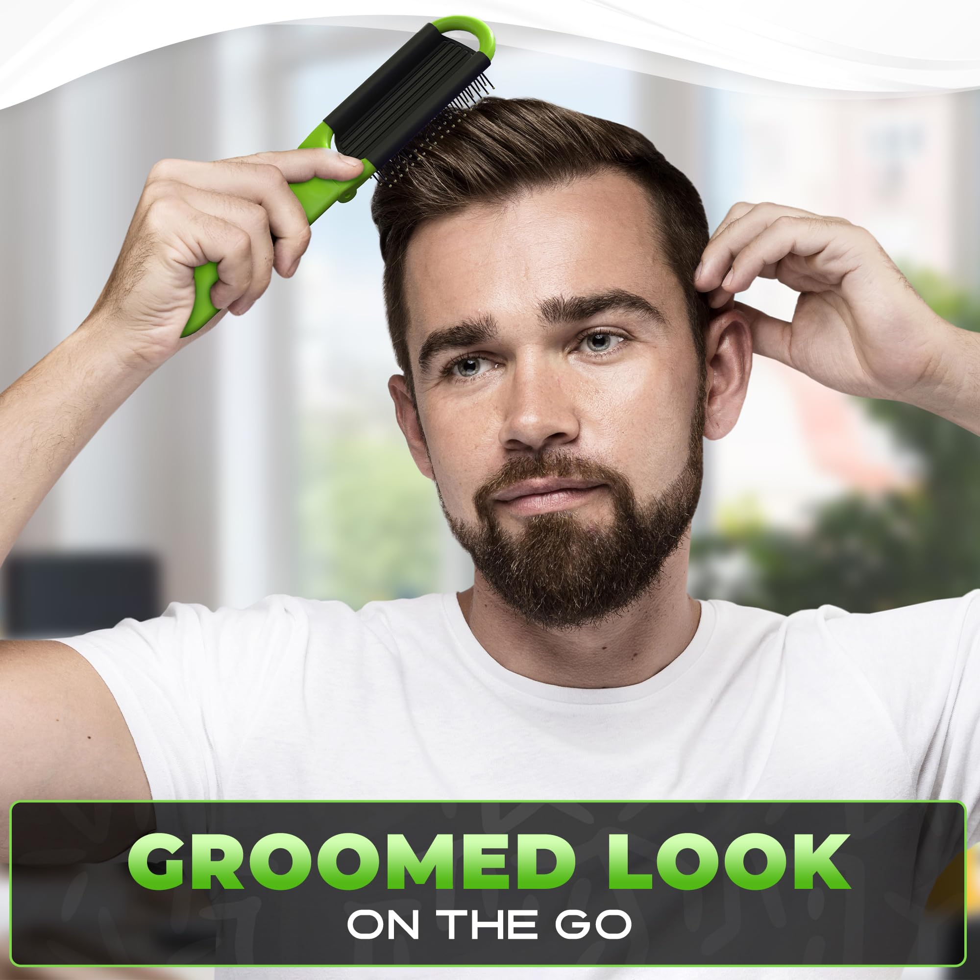 DIMROM green compact purse hair brush for travel-ready touch-ups