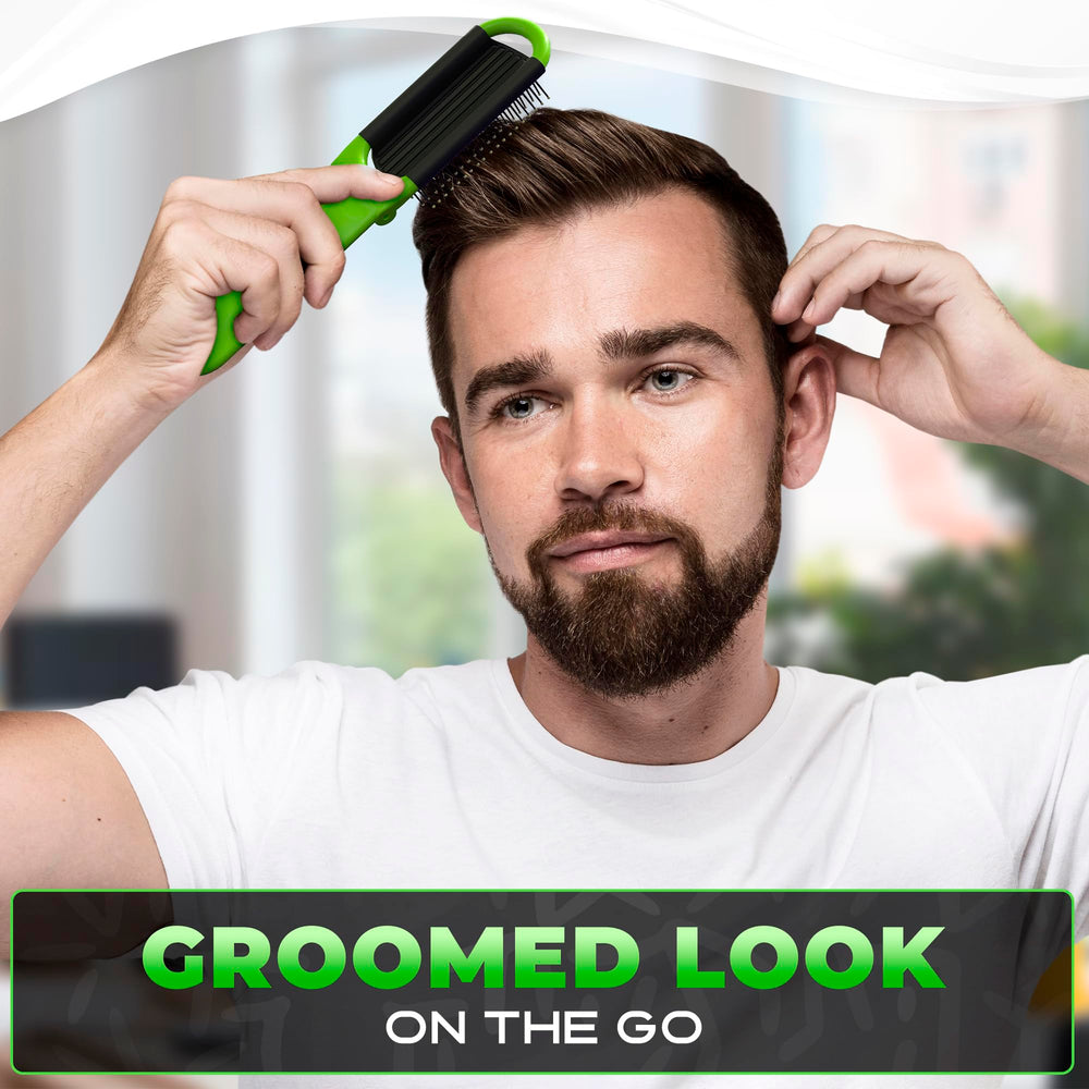 DIMROM green compact purse hair brush for travel-ready touch-ups