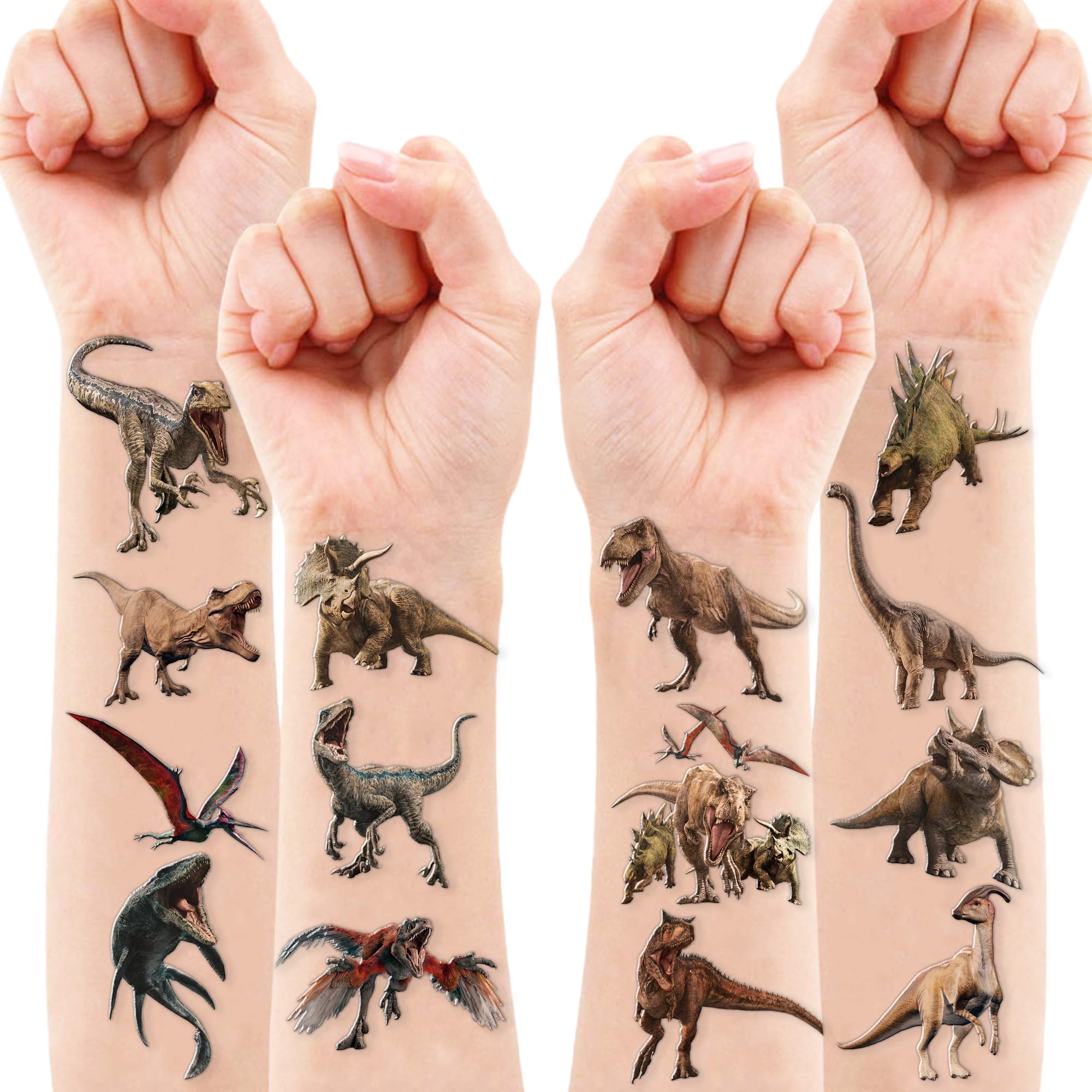 Colorful Dinosaur 3D tattoos ready for classroom prizes and crafts