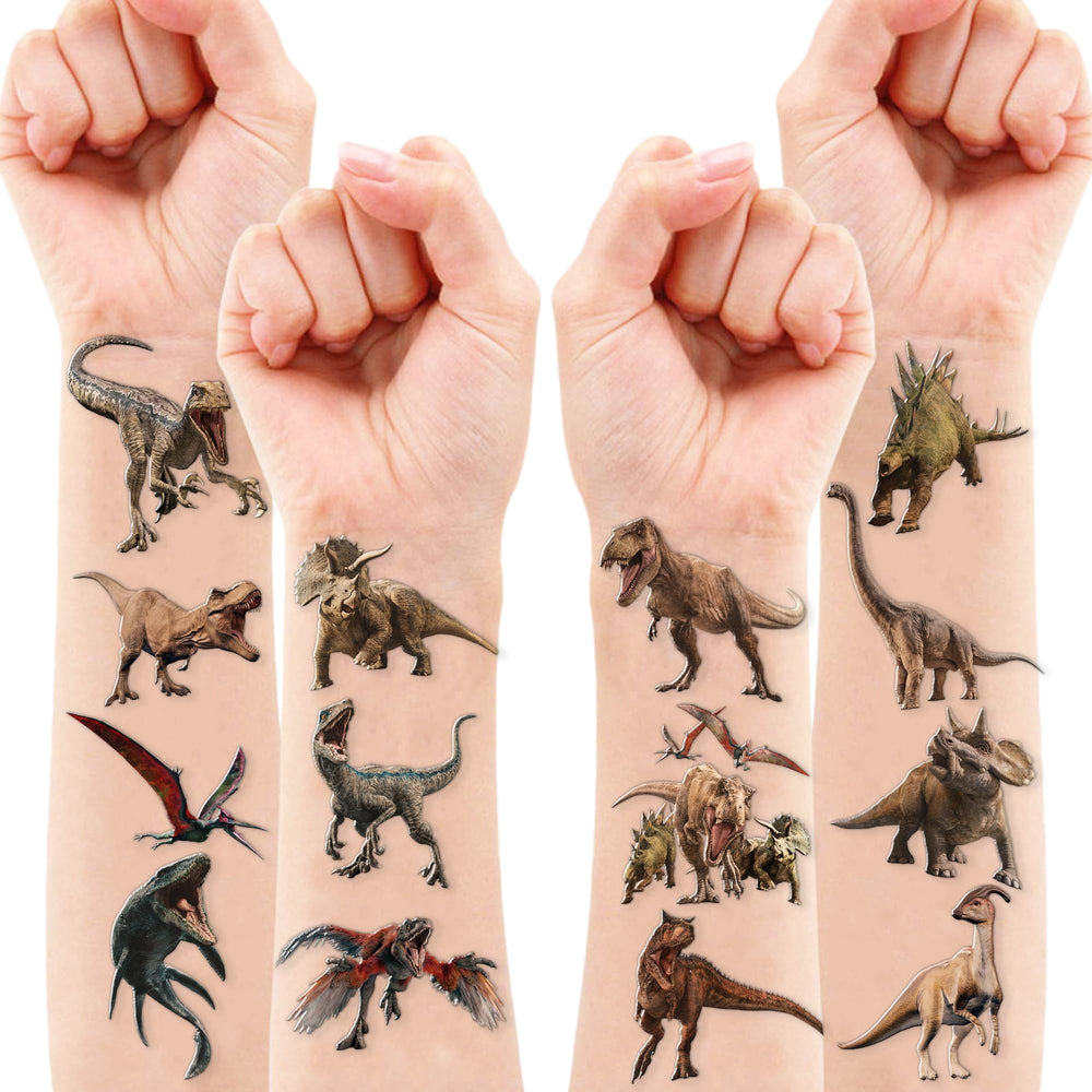 Colorful Dinosaur 3D tattoos ready for classroom prizes and crafts