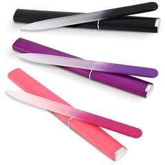 Diodiva crystal glass nail file in black case for gentle shaping and travel-ready use.