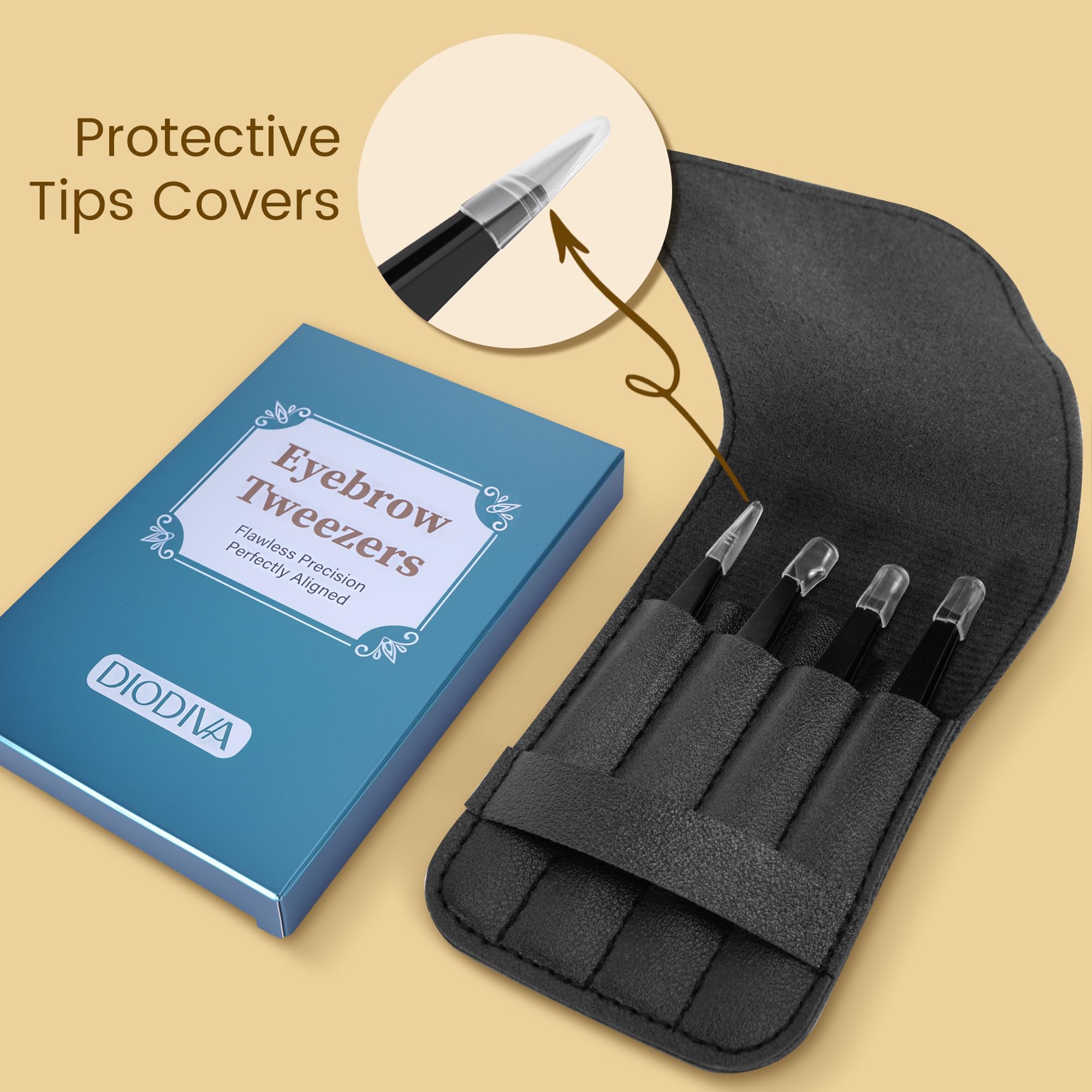 Diodiva travel case keeps four tweezers organized on trips