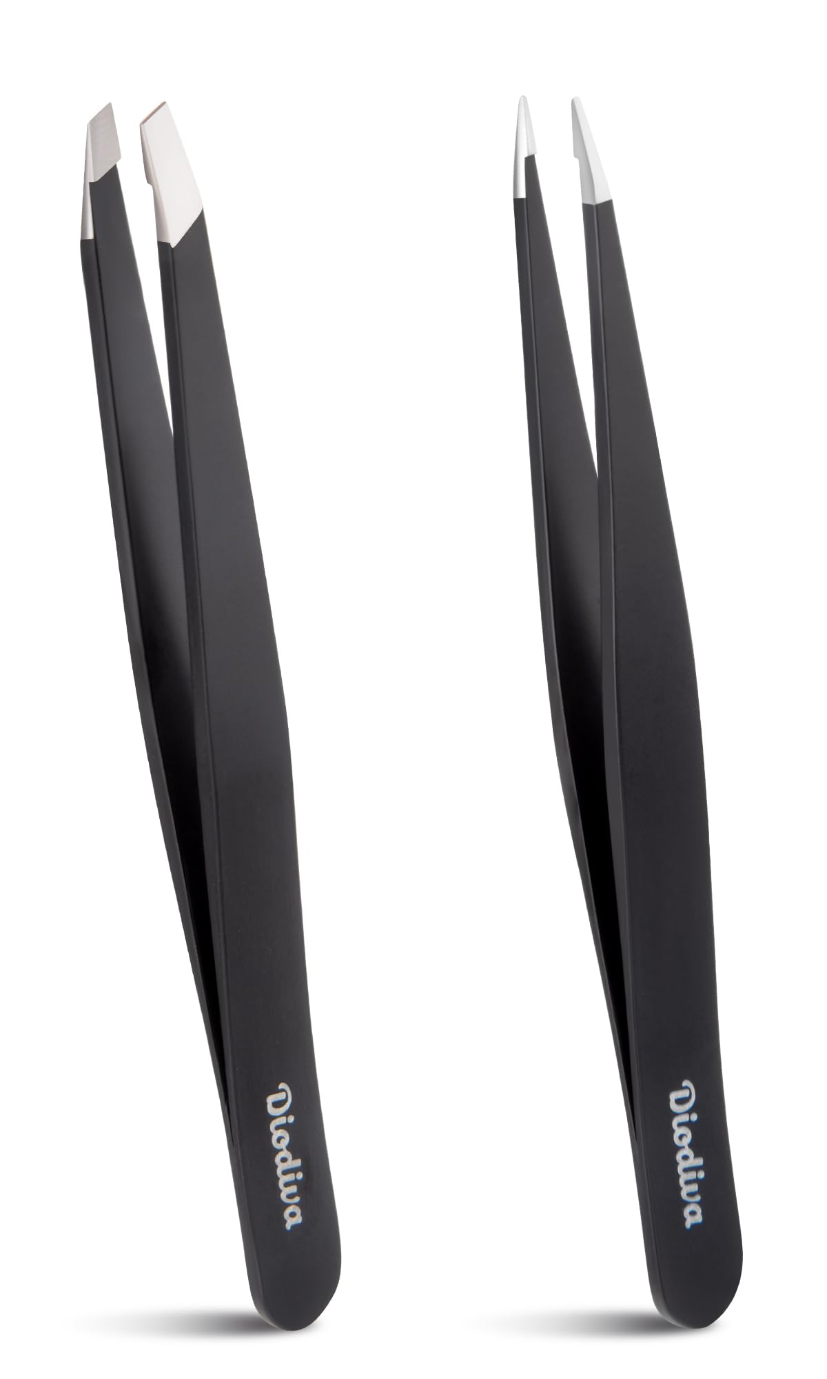 Diodiva two-pack tweezers with slant and point tips for precise grooming and effortless hair removal