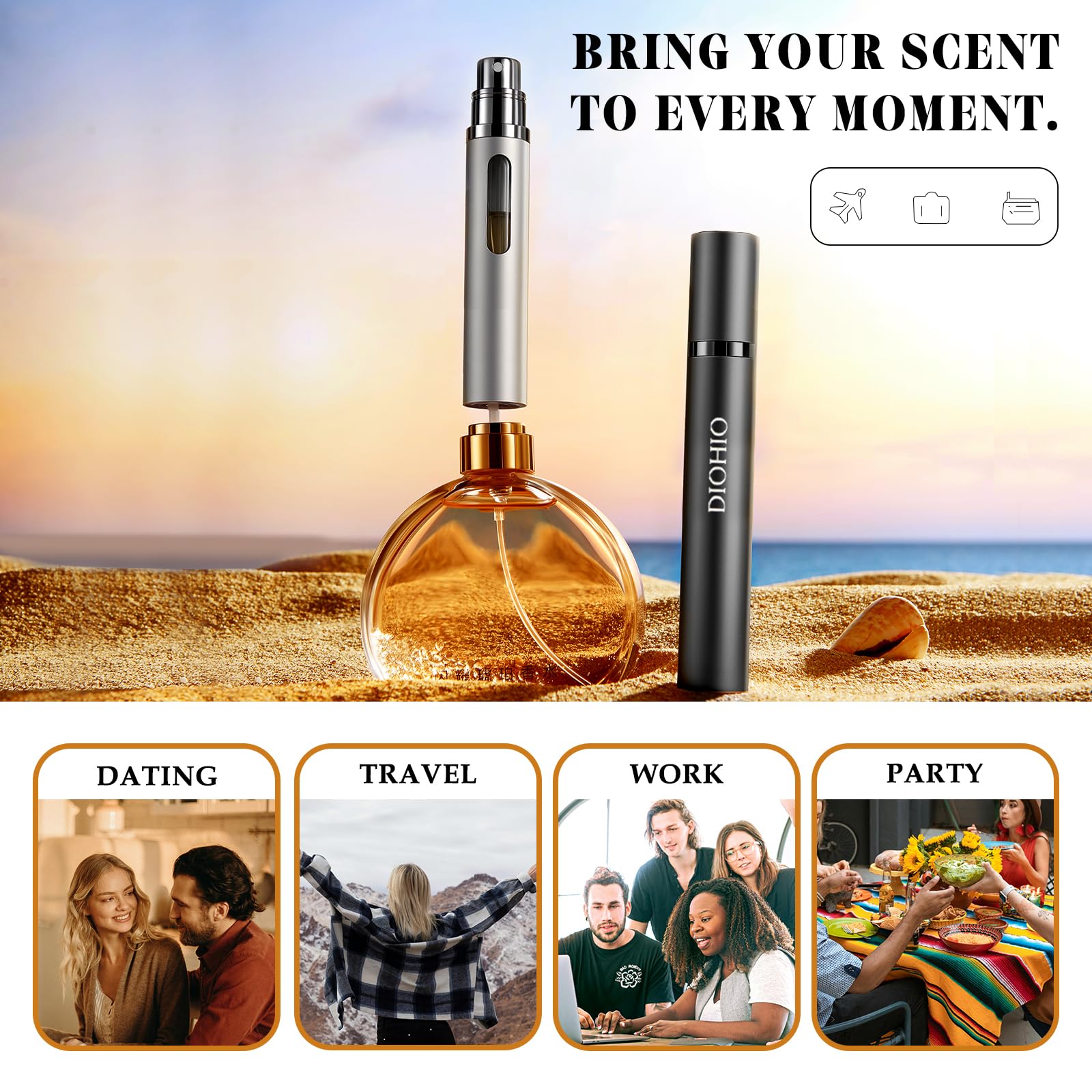 DIOHIO easy refill with press-and-release action for mess-free replenishment