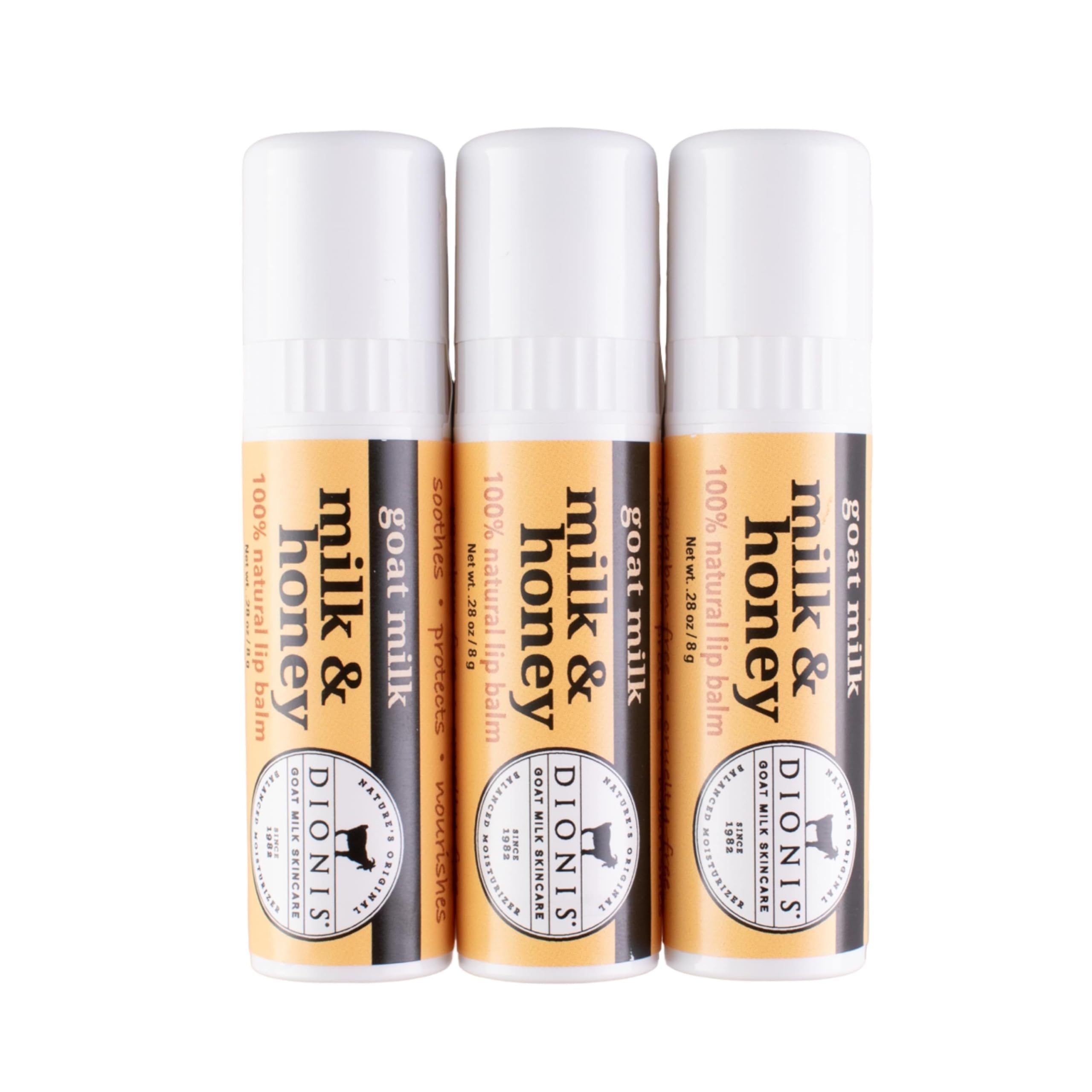 Dionis bálsamo labios leche miel, tres paquetes, set de regalo.
