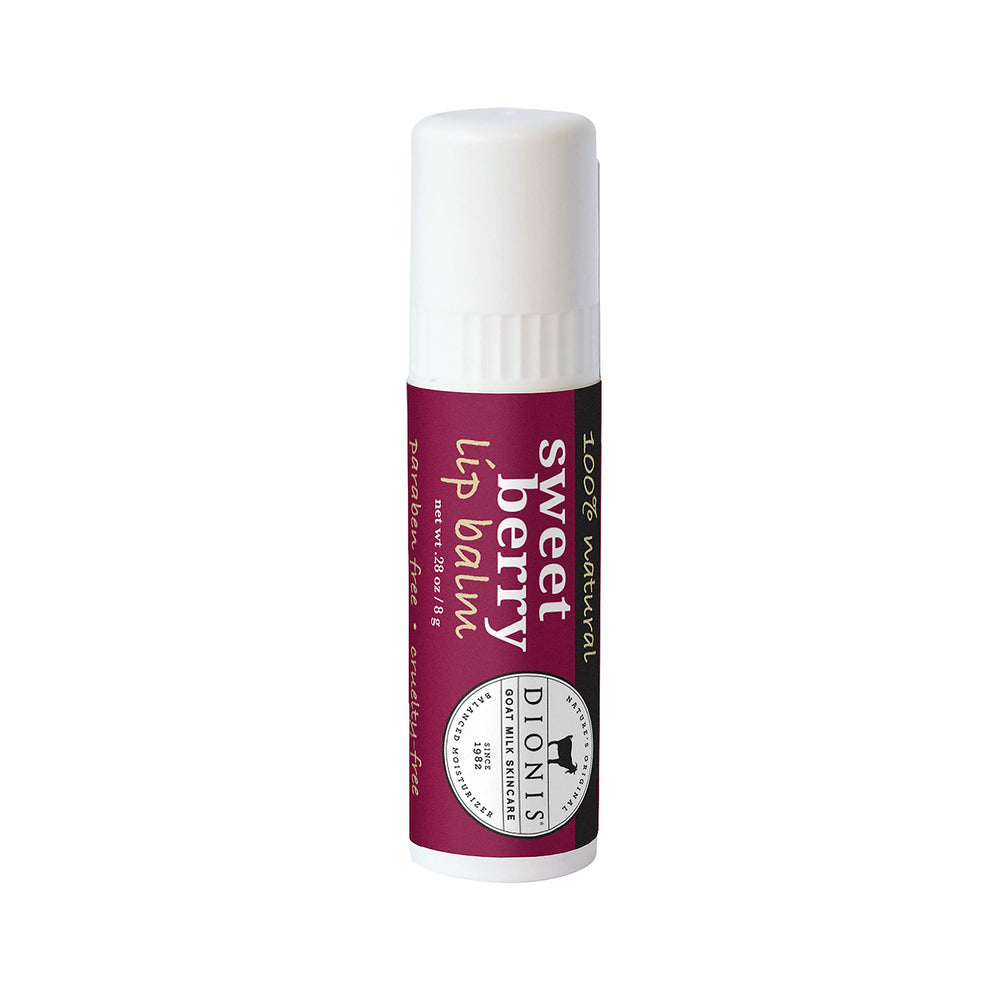 Dionis lip balm Sweet Berry tube display for easy application