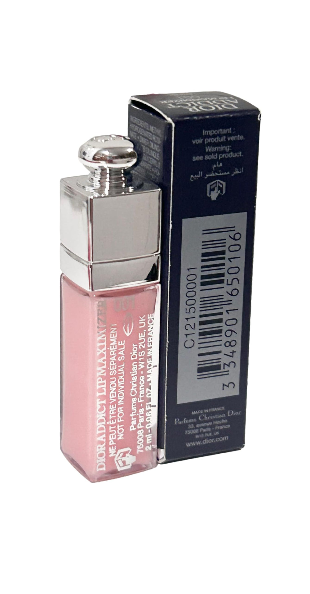 Dior Addict Lip Maximizer Pink gloss bottle close-up for on-the-go shine.