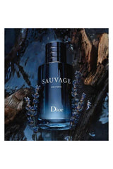 Dior Sauvage bottle side angle highlights compact 2 oz size for travel.
