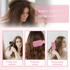 DiorSun Curly Hair Brush pink-ergonomic design improves grip during styling.