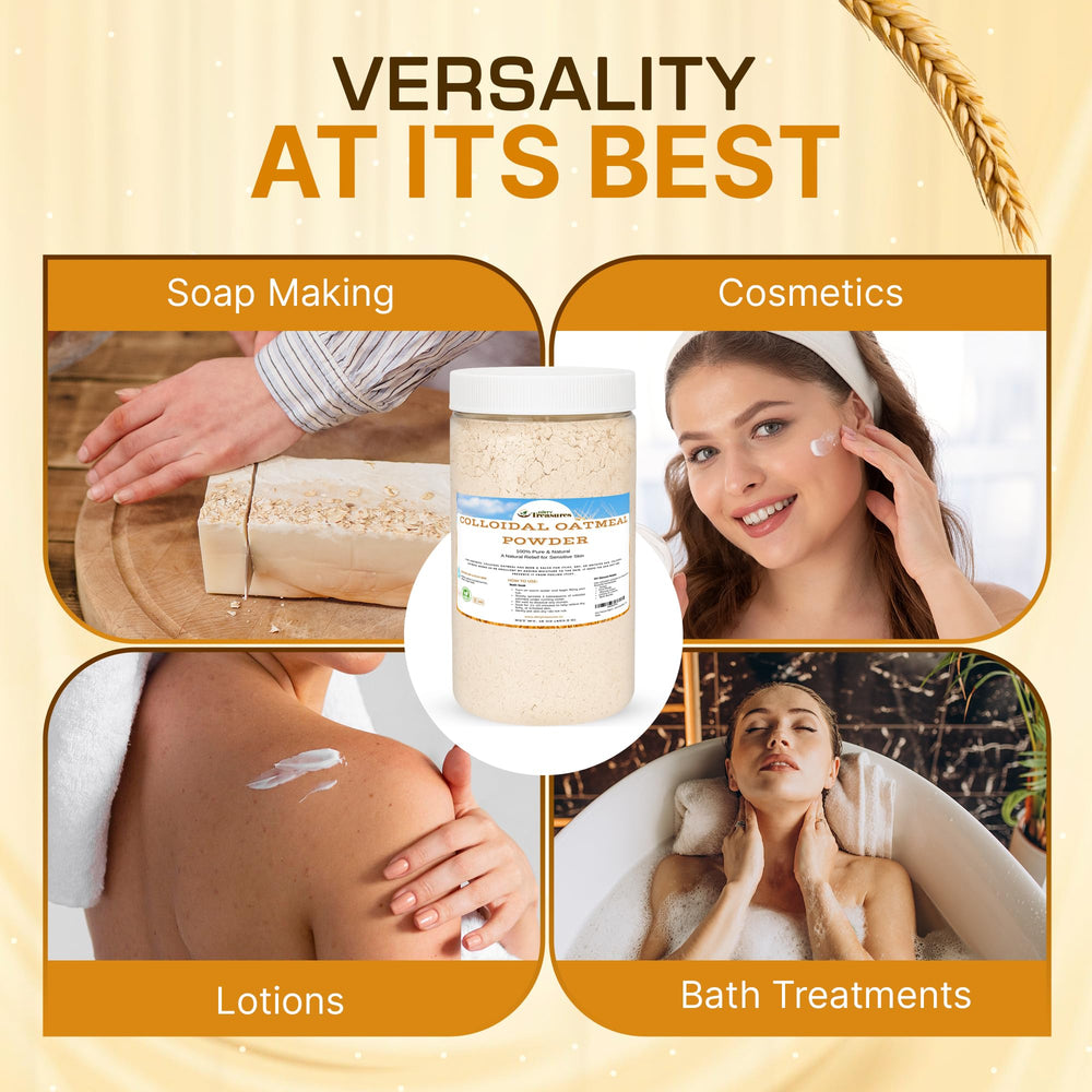 Dirty Treasures Colloidal Oatmeal Bath dissolved in water creates a soothing bath solution