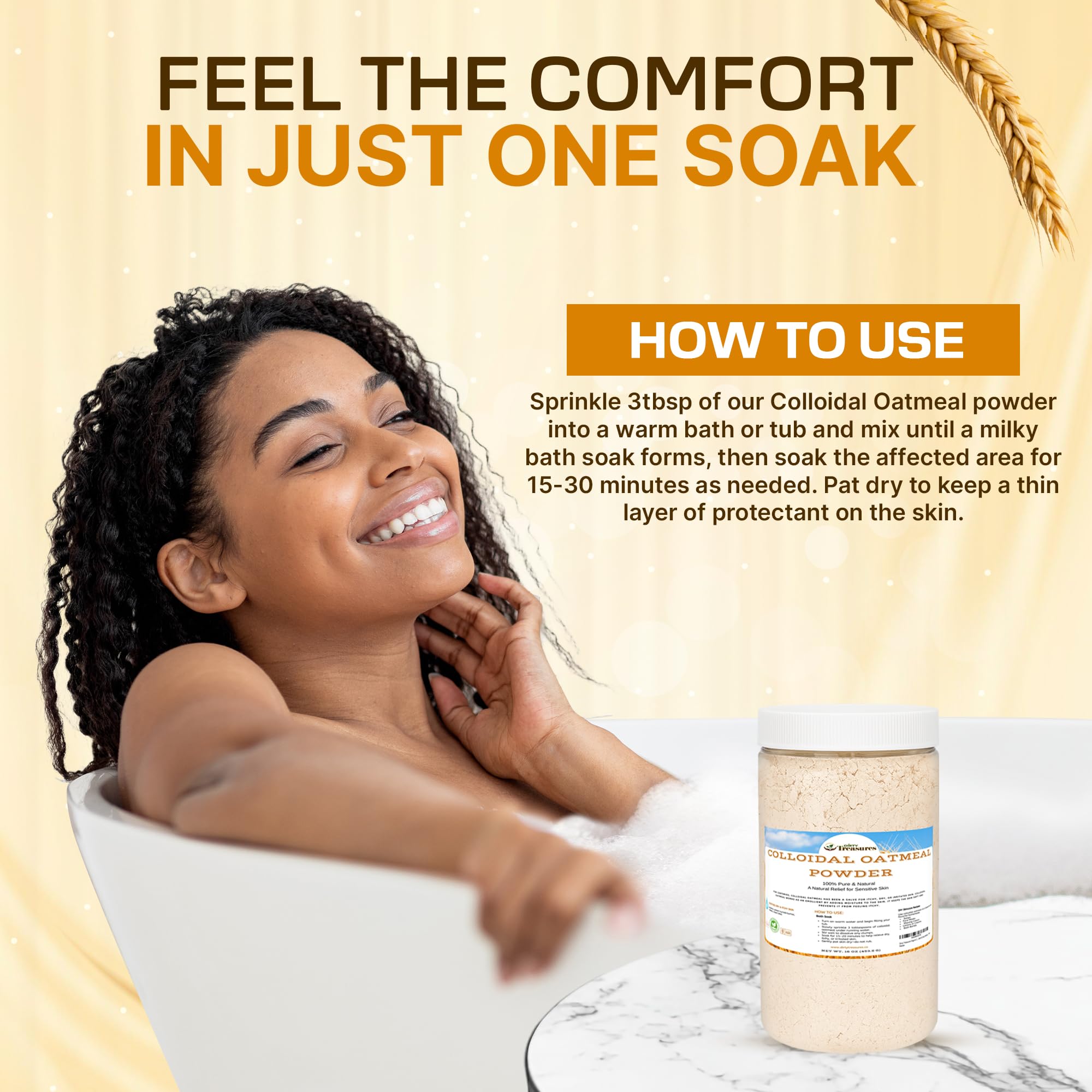 Dirty Treasures Colloidal Oatmeal Bath jar label emphasizes baby-safe, natural formula