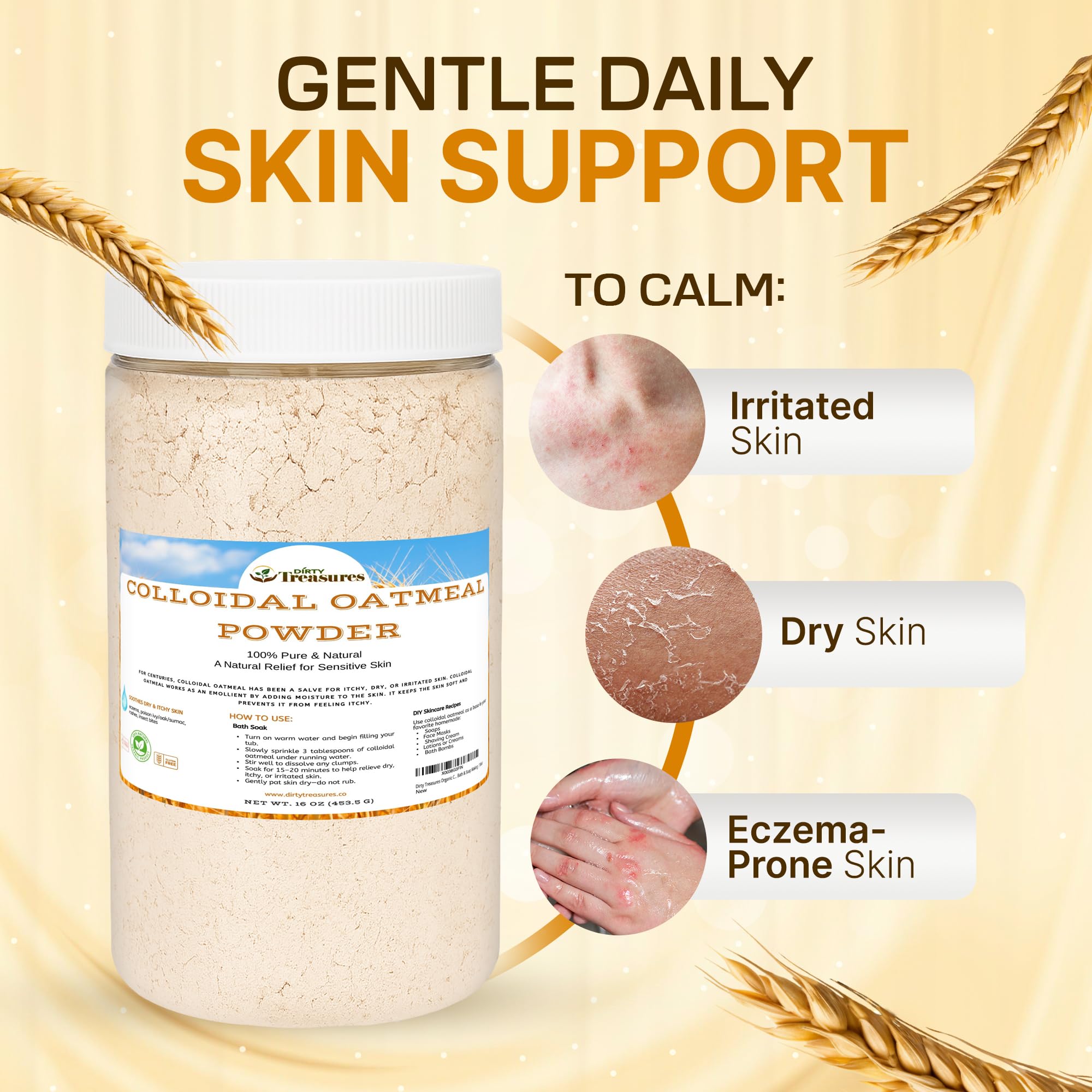 Dirty Treasures Colloidal Oatmeal Bath pour demonstrates easy dispersion in bath water