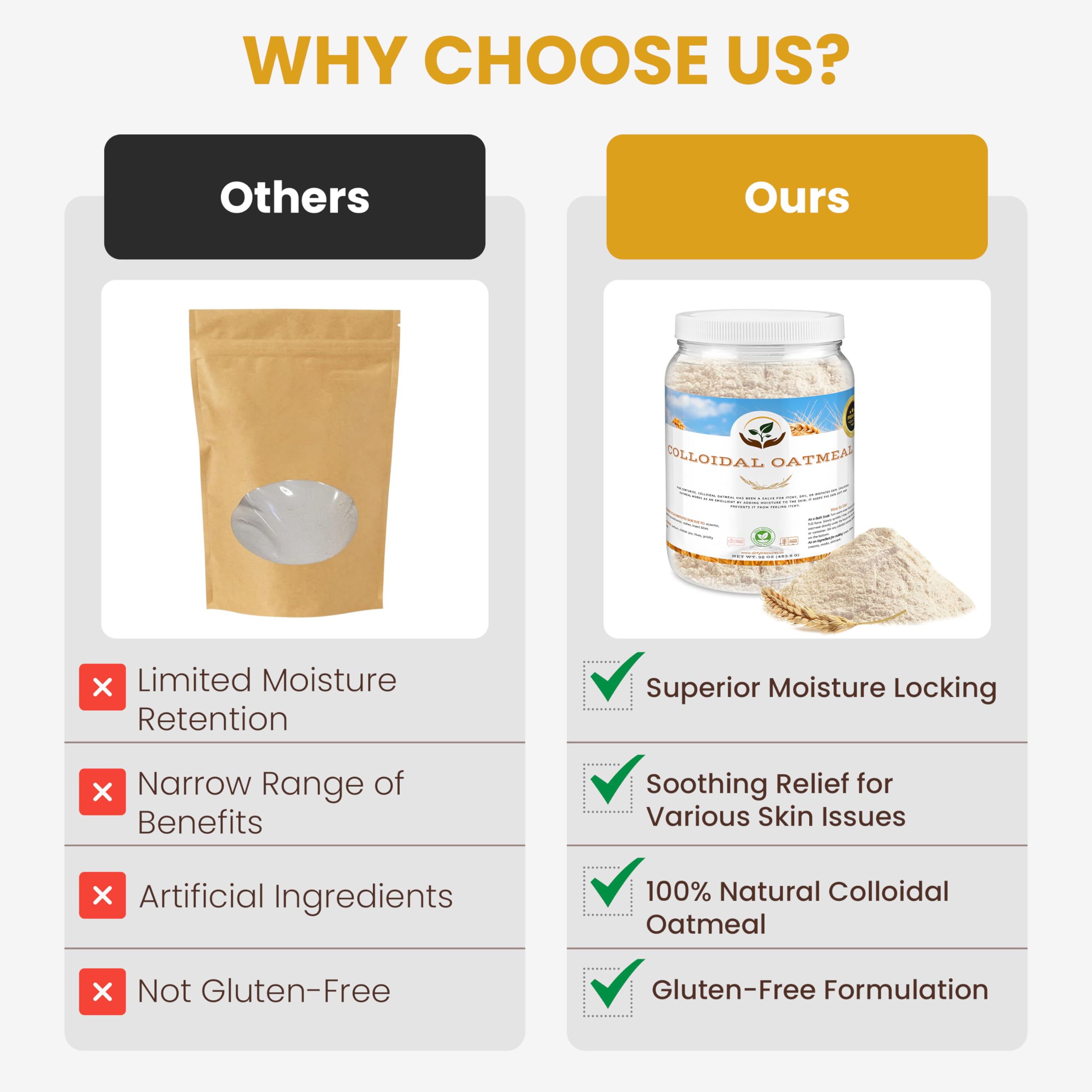 Dirty Treasures packaging front image for natural oats and daily skin care.