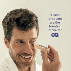 Disco eye cream packaging compact design for travel convenience.